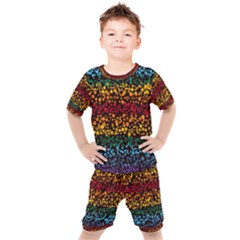 Patterns Rainbow Kids  Tee And Shorts Set by uniart180623