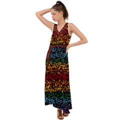Patterns Rainbow V-neck Chiffon Maxi Dress by uniart180623