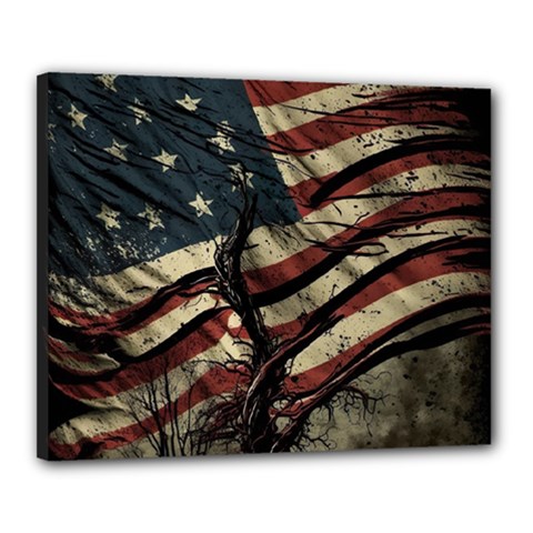 Flag Usa American Flag Canvas 20  X 16  (stretched) by uniart180623