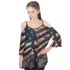 Flag Usa American Flag Flutter Sleeve Tee 