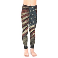 Flag Usa American Flag Kids  Leggings by uniart180623