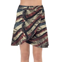 Flag Usa American Flag Wrap Front Skirt by uniart180623