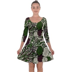 Texture Ornament Pattern Seamless Paisley Quarter Sleeve Skater Dress