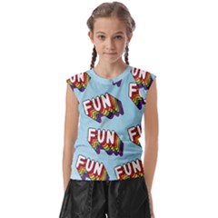 Fun Word Inscription Rainbow Pattern Kids  Raglan Cap Sleeve Tee by uniart180623