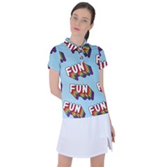 Fun Word Inscription Rainbow Pattern Women s Polo Tee