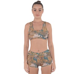 World Map Travel Pattern Architecture Racerback Boyleg Bikini Set