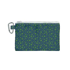 Green Patterns Lines Circles Texture Colorful Canvas Cosmetic Bag (small)