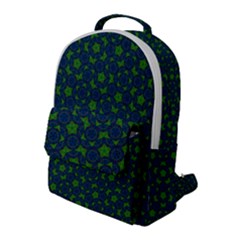 Green Patterns Lines Circles Texture Colorful Flap Pocket Backpack (large)