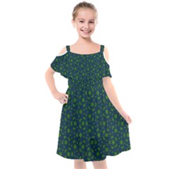 Green Patterns Lines Circles Texture Colorful Kids  Cut Out Shoulders Chiffon Dress by uniart180623