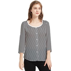 Stripe Line Pattern Black Lines Chiffon Quarter Sleeve Blouse