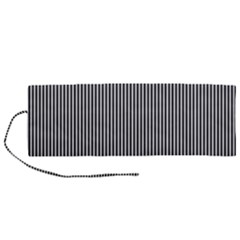 Stripe Line Pattern Black Lines Roll Up Canvas Pencil Holder (m)