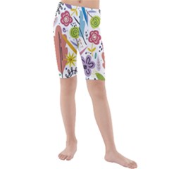 Flower Spring Kids  Mid Length Swim Shorts