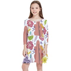 Flower Spring Kids  Quarter Sleeve Skater Dress