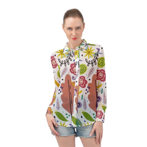 Flower Spring Long Sleeve Chiffon Shirt by Ravend