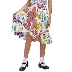 Flower Spring Kids  Ruffle Flared Wrap Midi Skirt