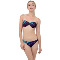 Night Sky Neon Spaceship Drawing Classic Bandeau Bikini Set