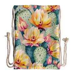 Prickly Pear Cactus Flower Plant Drawstring Bag (large)