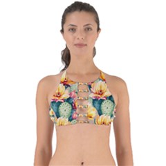 Prickly Pear Cactus Flower Plant Perfectly Cut Out Bikini Top by Ravend