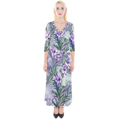 Beautiful Rosemary Floral Pattern Quarter Sleeve Wrap Maxi Dress by Ravend