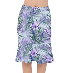 Beautiful Rosemary Floral Pattern Short Mermaid Skirt