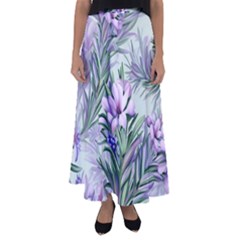 Beautiful Rosemary Floral Pattern Flared Maxi Skirt by Ravend