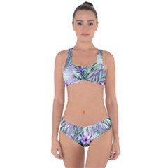 Beautiful Rosemary Floral Pattern Criss Cross Bikini Set