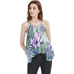 Beautiful Rosemary Floral Pattern Flowy Camisole Tank Top
