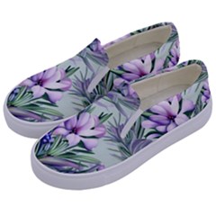 Beautiful Rosemary Floral Pattern Kids  Canvas Slip Ons by Ravend