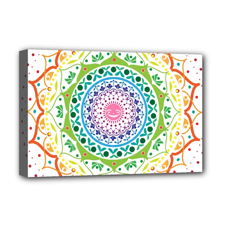 Mandala Pattern Rainbow Pride Deluxe Canvas 18  x 12  (Stretched)