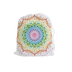 Mandala Pattern Rainbow Pride Drawstring Pouch (large)