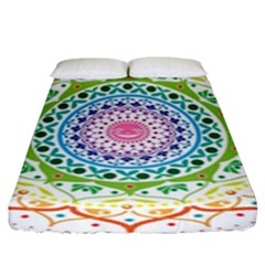 Mandala Pattern Rainbow Pride Fitted Sheet (king Size) by Ravend