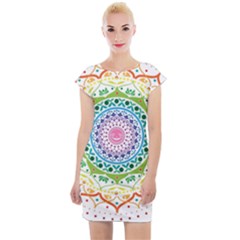 Mandala Pattern Rainbow Pride Cap Sleeve Bodycon Dress