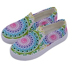 Mandala Pattern Rainbow Pride Kids  Canvas Slip Ons