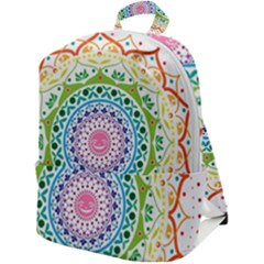 Mandala Pattern Rainbow Pride Zip Up Backpack
