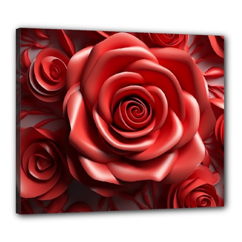 Roses Flowers Plant Canvas 24  X 20  (stretched)