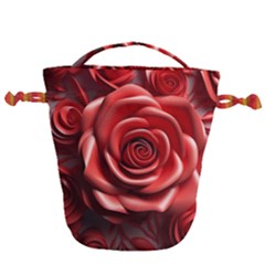 Roses Flowers Plant Drawstring Bucket Bag