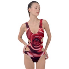 Roses Flowers Plant Side Cut Out Swimsuit