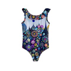 Flower Flowers Flora Floral Nature Watercolor Art Texture Kids  Frill Swimsuit by Ravend