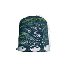 Tree Leaf Green Forest Wood Natural Nature Drawstring Pouch (medium)