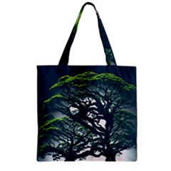 Tree Leaf Green Forest Wood Natural Nature Zipper Grocery Tote Bag by Ravend