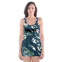 Tree Leaf Green Forest Wood Natural Nature Skater Dress Swimsuit by Ravend