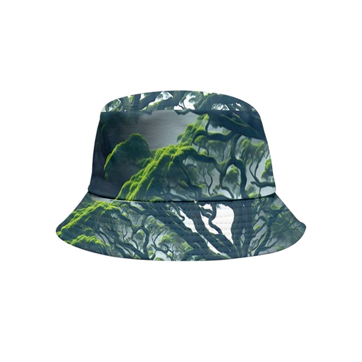 Tree Leaf Green Forest Wood Natural Nature Inside Out Bucket Hat (Kids)