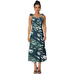 Tree Leaf Green Forest Wood Natural Nature Tie-strap Tiered Midi Chiffon Dress by Ravend