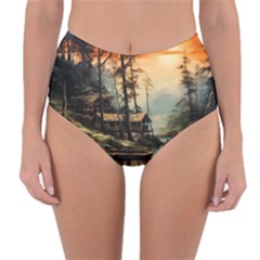 Fantasy Landscape Foggy Mysterious Reversible High-waist Bikini Bottoms by Ravend