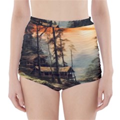 Fantasy Landscape Foggy Mysterious High-waisted Bikini Bottoms