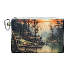 Fantasy Landscape Foggy Mysterious Canvas Cosmetic Bag (large)