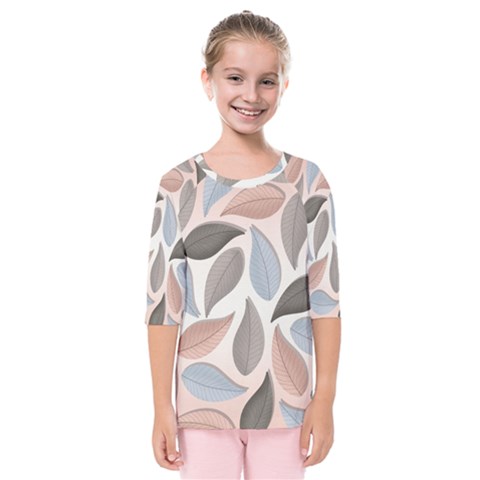 Leaves Pastel Background Nature Kids  Quarter Sleeve Raglan Tee by Ravend