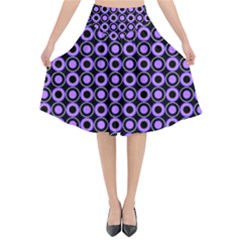 Mazipoodles Purple Donuts Polka Dot  Flared Midi Skirt by Mazipoodles