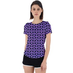Mazipoodles Purple Donuts Polka Dot  Back Cut Out Sport Tee by Mazipoodles