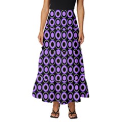 Mazipoodles Purple Donuts Polka Dot  Tiered Ruffle Maxi Skirt by Mazipoodles